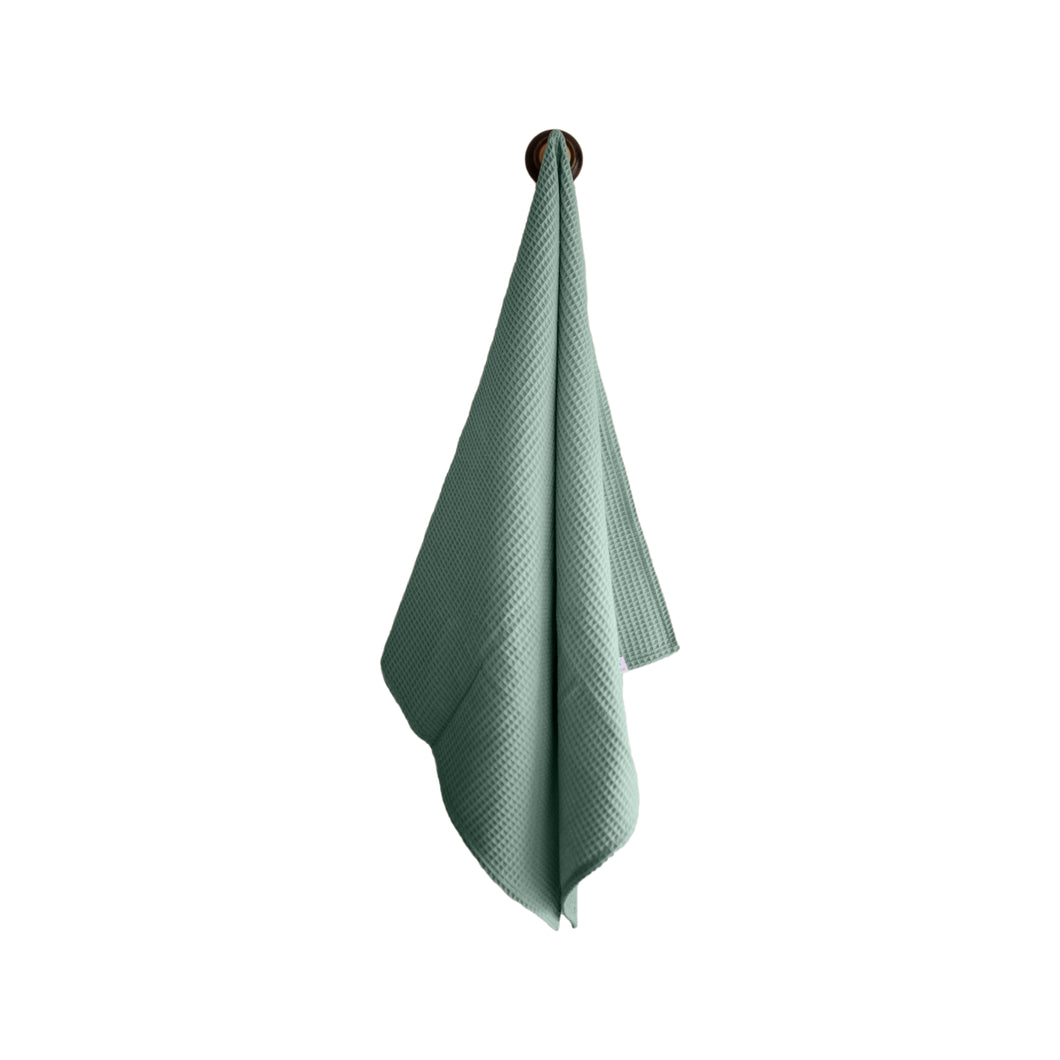 Vafeļu kokvilnas dvielis / Waffled Cotton Towel - Old Green - Susu Shop Latvia